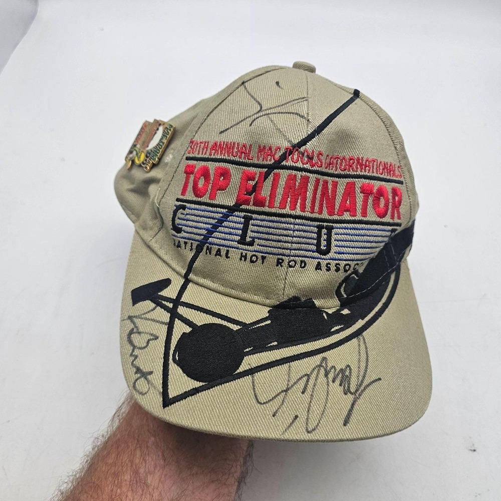 1999 NHRA Gatornationals John Force Signed Hat Multi Autograph MAC Tools + Pin